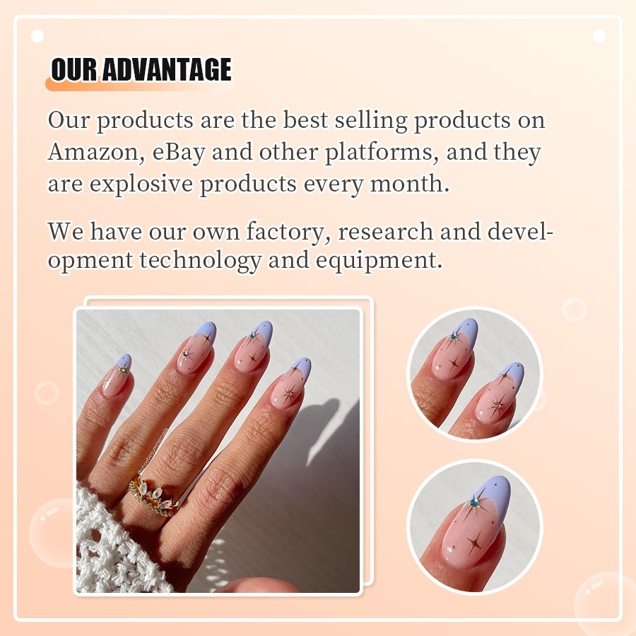 Salon Quality Nail Suppliers Wholesale Price Luxury Gel  Designed Nail Tips Fashion French Press on Nails Faux Ongles