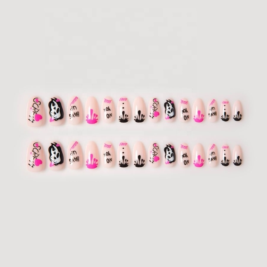 False Nails Fast Shipping Little Ghost Design Salon Press on Nails Popular Design Halloween Free Samples Finger Nail Art ABS 100