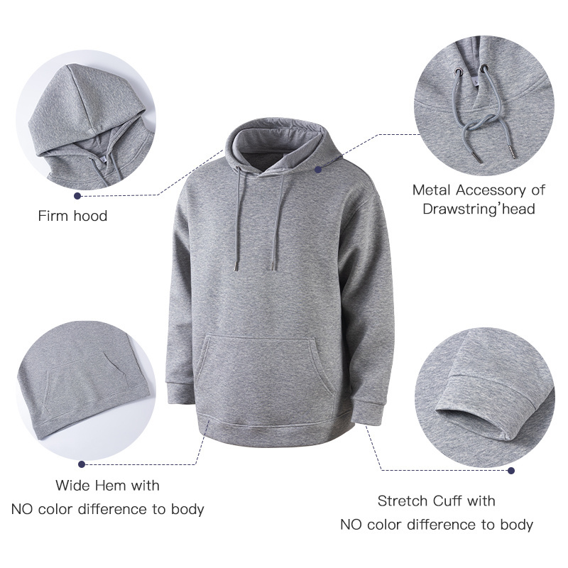 Wholesale Quality Men's Hoodies Pullover Oversized Hoodie Black Jumper Sweatshirt