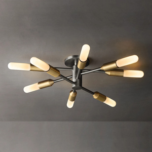 Gold Black Semi  Flush Mount Light Ceiling