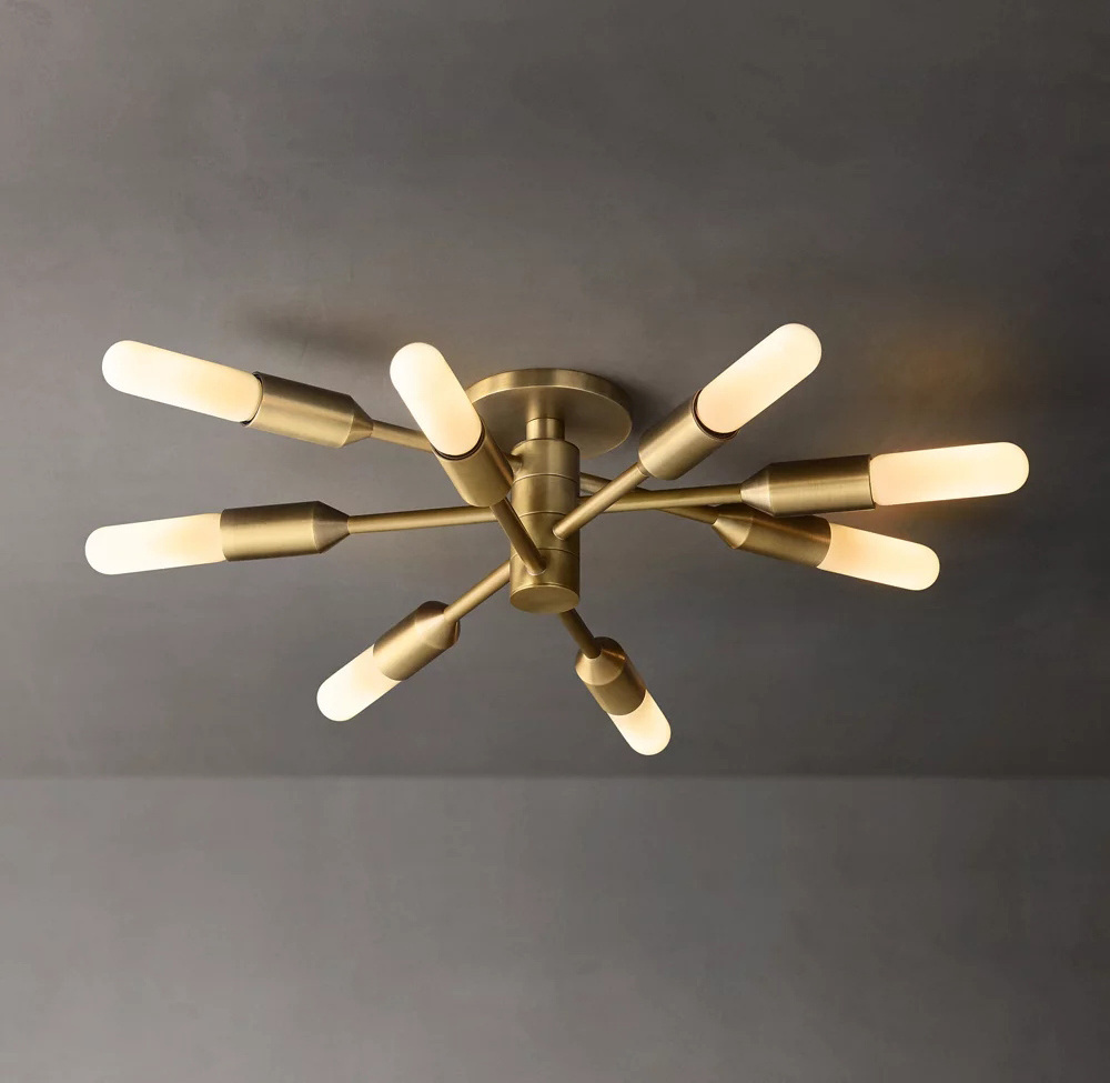 Gold Black Semi  Flush Mount Light Ceiling