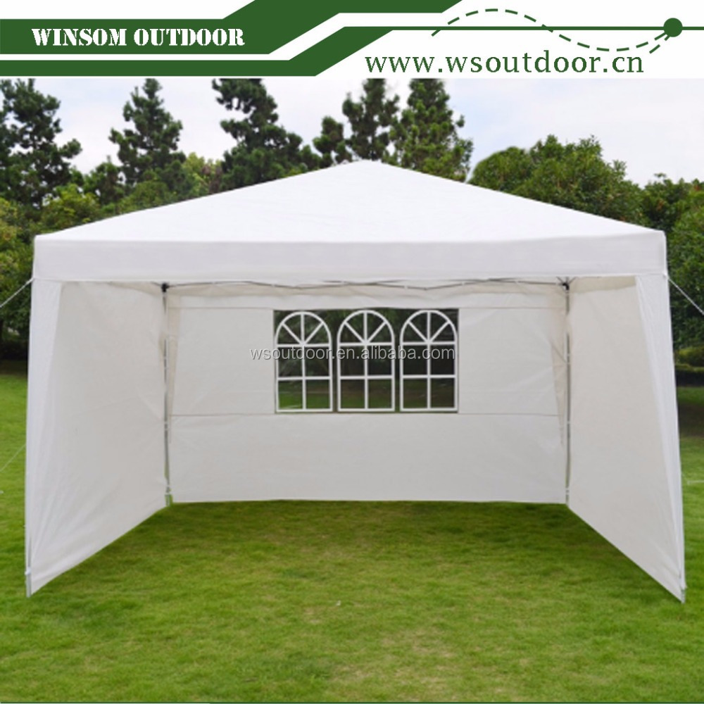 EZ POP UP Folding Gazebo Camping Canopy W/Carry Bag Wedding Party Tent With Side Wall-WHITE