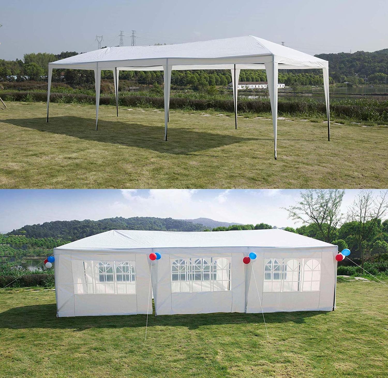 10'x30' Outdoor Party Wedding Canopy Tent Portable White Gazebo Tent with Removable Sidewalls