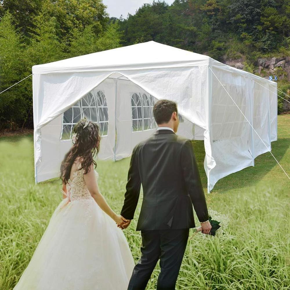 10'x30' Outdoor Party Wedding Canopy Tent Portable White Gazebo Tent with Removable Sidewalls