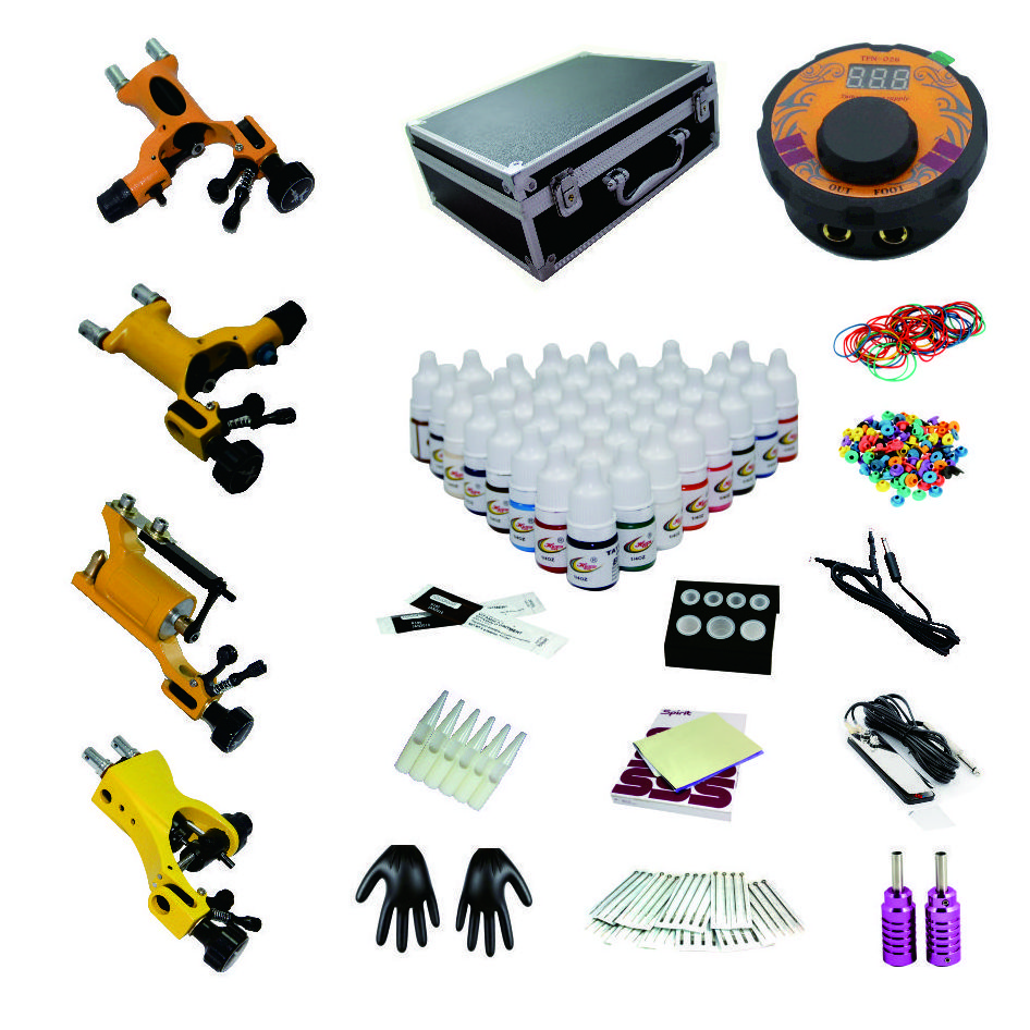 JM mini professional custom Machine Power Supply Tattoo Inks Needles Pedal Complete Tool Set Pen Carry Case Tattoo Kit