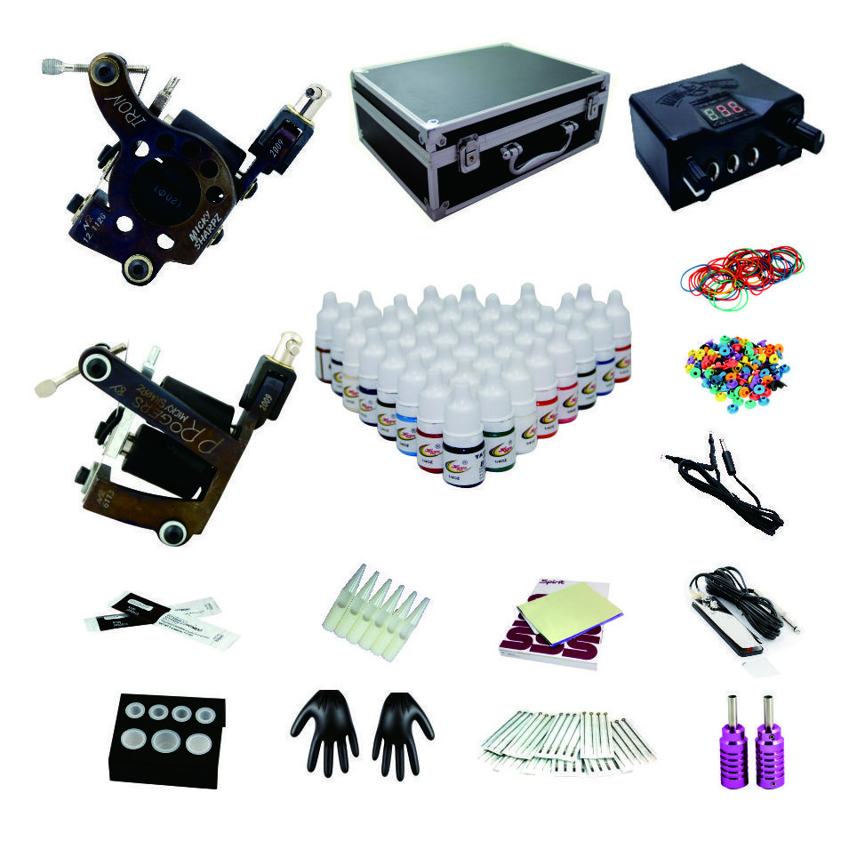 JM mini professional custom Machine Power Supply Tattoo Inks Needles Pedal Complete Tool Set Pen Carry Case Tattoo Kit