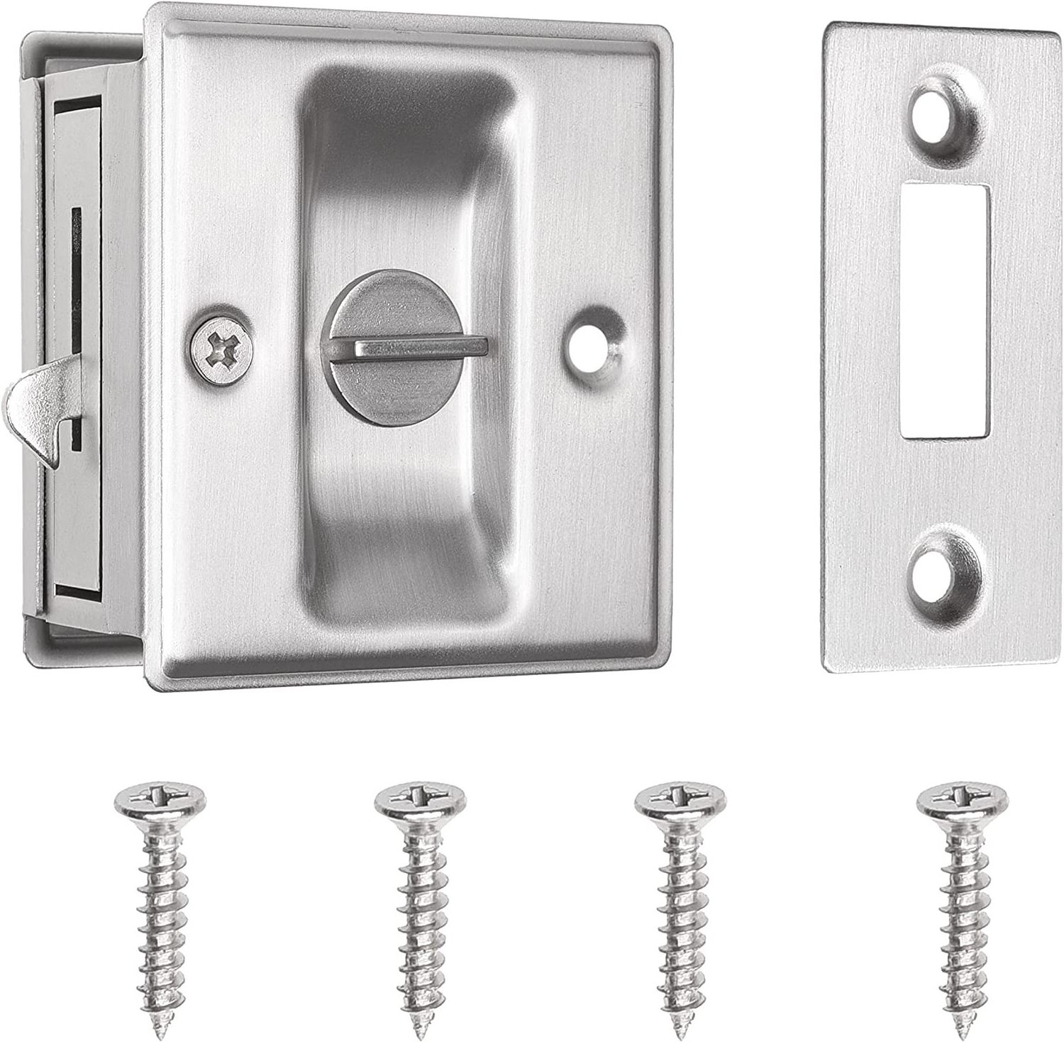 Solid Brass Sliding Gate Polished Chrome Locks Pocket Door Lock Pull Square Privacy Lockset wholesale hardware