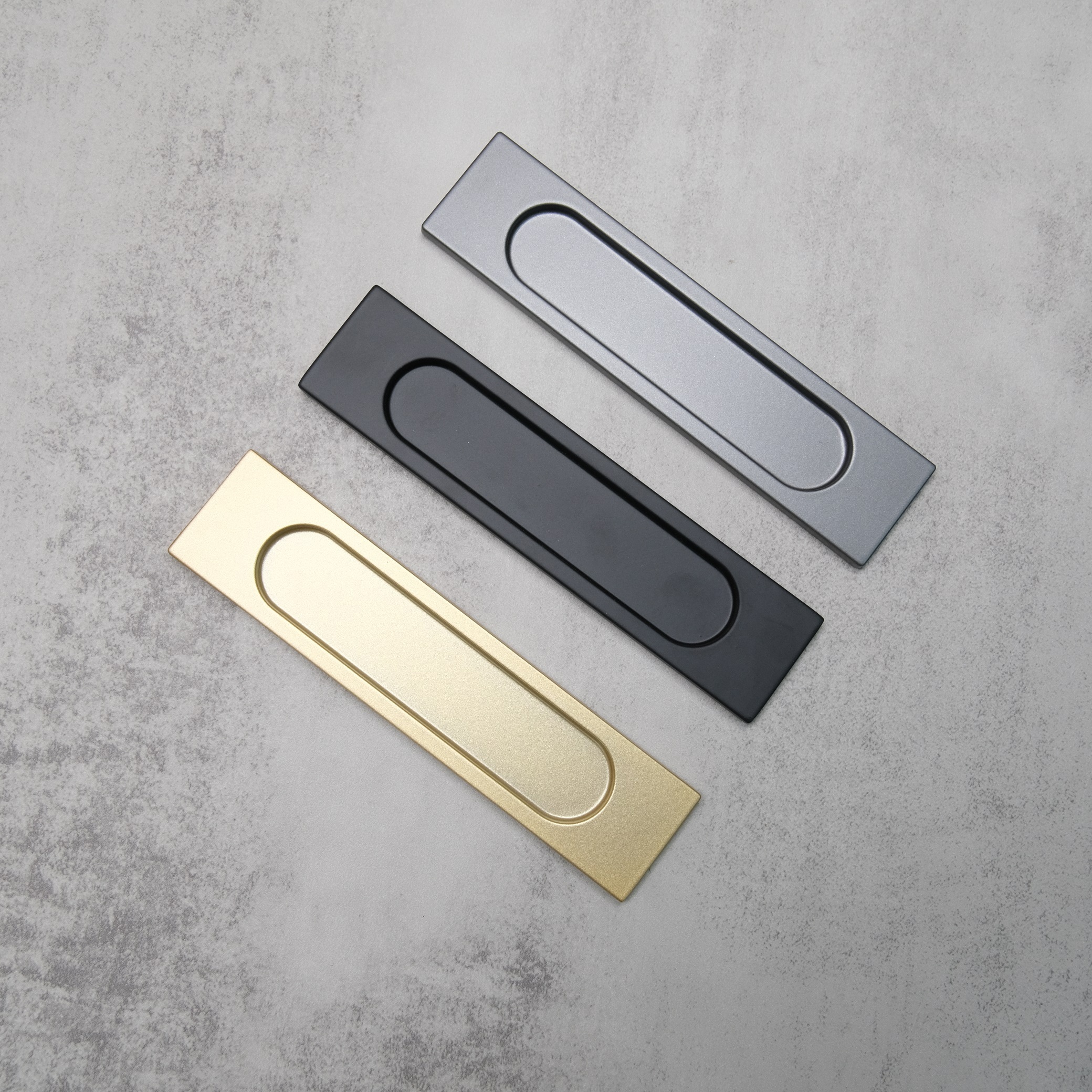 Aluminum Alloy Cabinet Handle Oval Handles Flush Pull Punch Free Handle for Sliding Doors Furniture Recessed Hardware