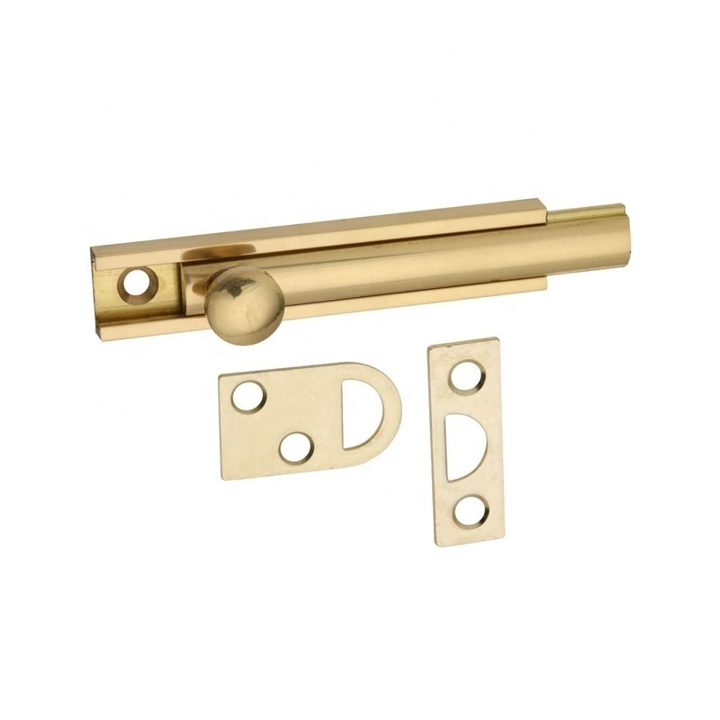 Solid Brass Surface Bolt,  Brass Slide Bolt Latch, Cabinet Surface Bolt with Screws