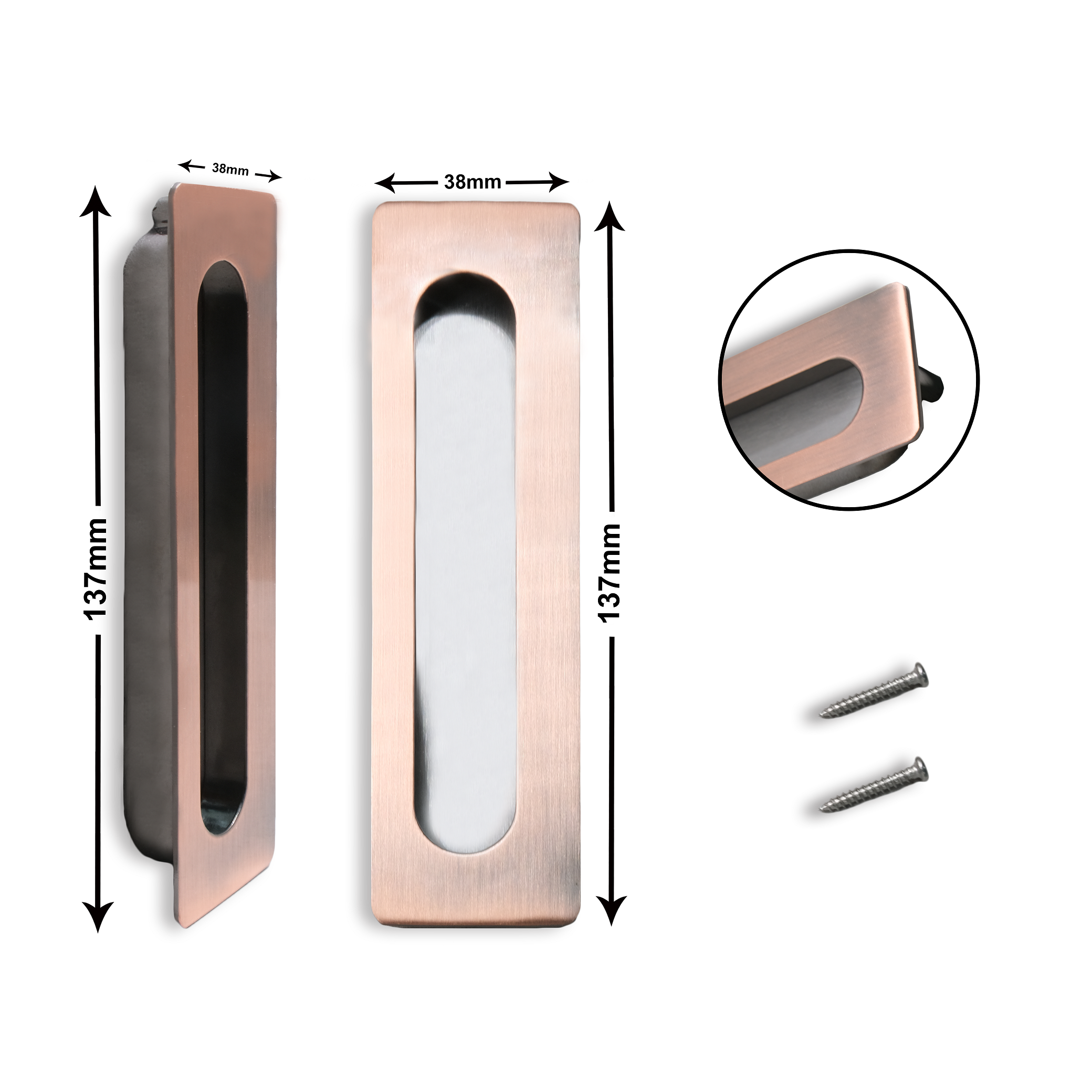 Antique Copper Metal Door Hardware Oval Sliding Door Handles Zinc Alloy Flush Handle for Sliding Doors Windows Cabinets