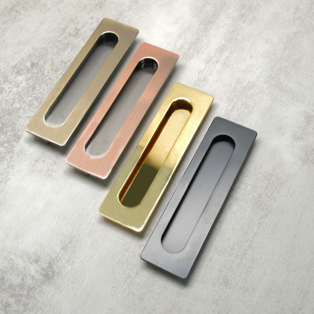 Recessed Pulls Matte Black Zinc Finger Flush Pulls Rectangle with Screws Accessories Hidden Handles Wholesale Hardware