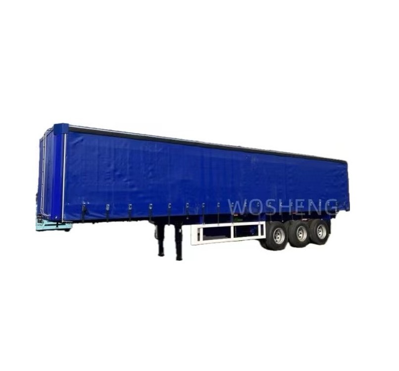 Wosheng customizable 3 Axles 40ft 45ft blue Curtain Side Semi Trailer for Sale