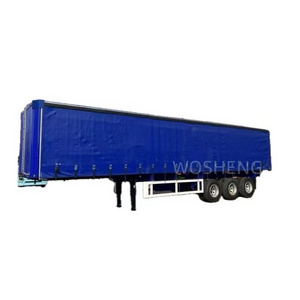 Wosheng customizable 3 Axles 40ft 45ft blue Curtain Side Semi Trailer for Sale