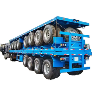 Wosheng New or used 40ft flat bed container transport truck trailer 40 feet 3 axle flatdeck semi trailer for sale