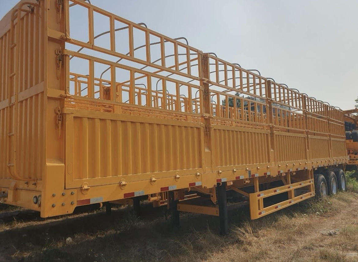 Wosheng hot sale 3 axle new or used bulk side wall box fence cargo semi truck trailer