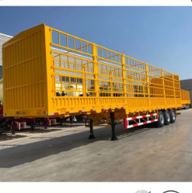 Wosheng hot sale 3 axle new or used bulk side wall box fence cargo semi truck trailer