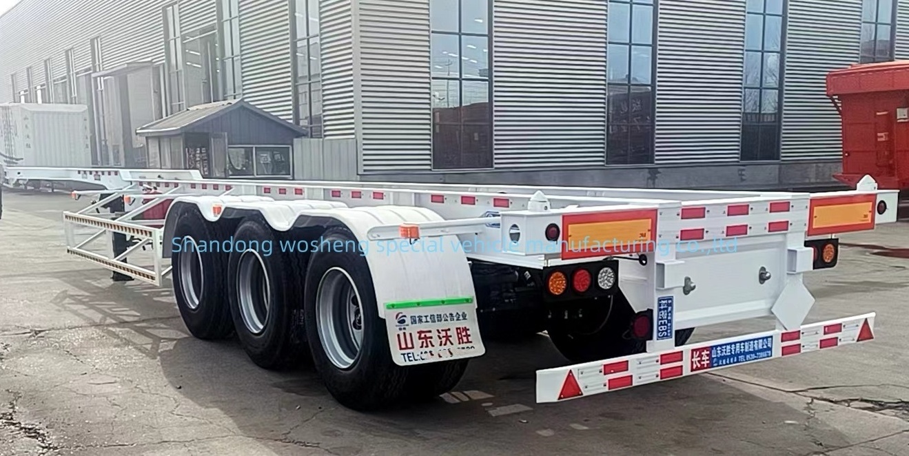 special for container transporting factory directly delivery 3 Axles truck trailer steel skeleton semi trailer