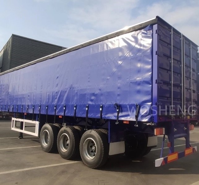 Wosheng customizable 3 Axles 40ft 45ft blue Curtain Side Semi Trailer for Sale