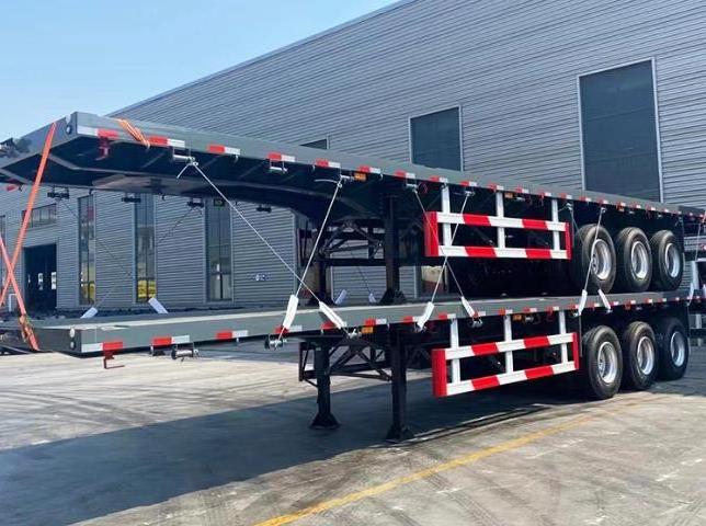 Wosheng New or used 40ft flat bed container transport truck trailer 40 feet 3 axle flatdeck semi trailer for sale