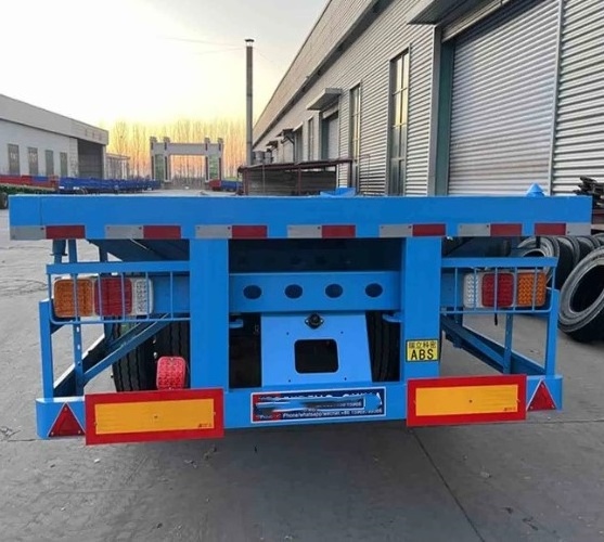 Wosheng hot selling China factory 2/3 axles  Flatbed Semi Trailer 20FT 40FT  Flat Bed Container Semi truck trailers