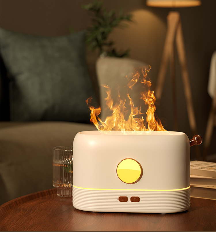 OEM 200ml USB Ultrasonic Spray Mist Flame Air Humidifier Fire Aroma Essentiic Oil Diffuser Humidifier