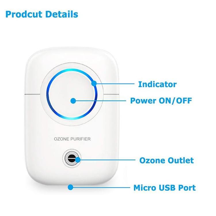 Plug in Purifier with Motion Sensor Light for Home, Odor Eliminator Mini Ozone Air Freshener Ionizer Deodorizer