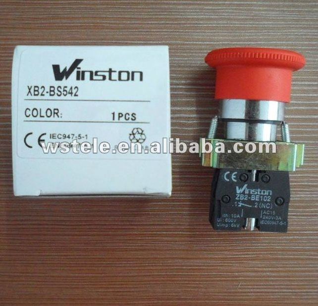 Mushroom head emergency stop led light button switch XB2-BS542