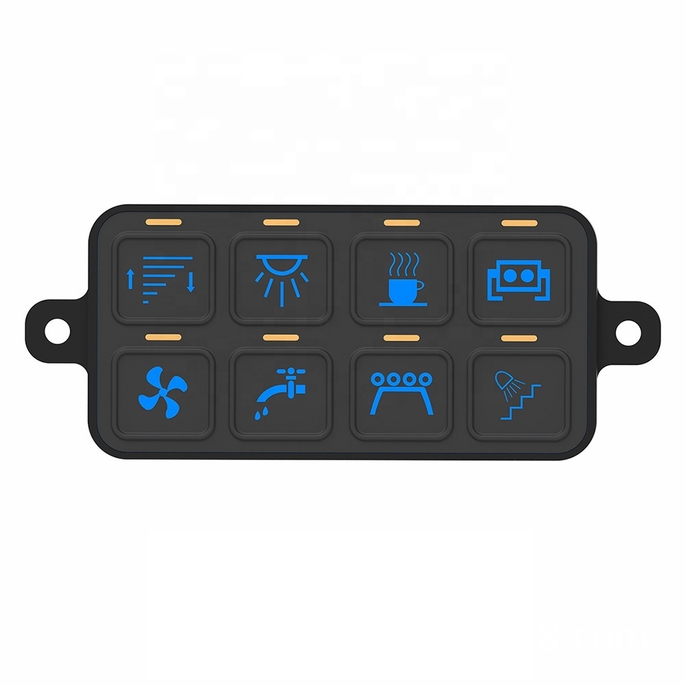 8 Gang Switch Panel Controller with Bluetooth and Circuit Control Box Waterproof Fuse Relay Box Wiring Harness Label Stickers