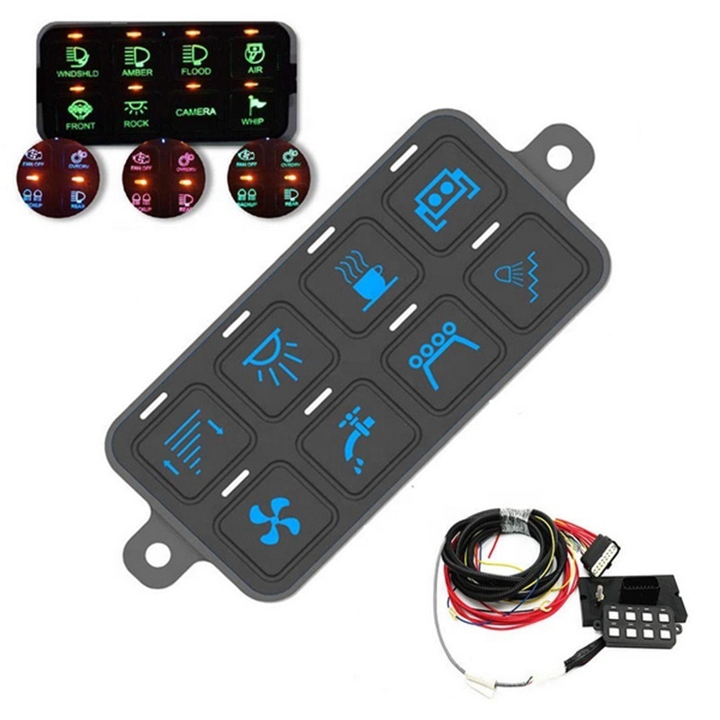 8 Gang Switch Panel Controller with Bluetooth and Circuit Control Box Waterproof Fuse Relay Box Wiring Harness Label Stickers