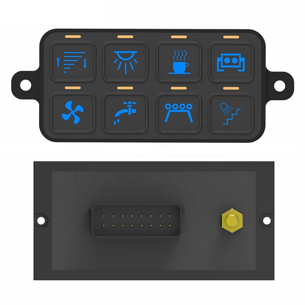 8 Gang Switch Panel Controller with Bluetooth and Circuit Control Box Waterproof Fuse Relay Box Wiring Harness Label Stickers