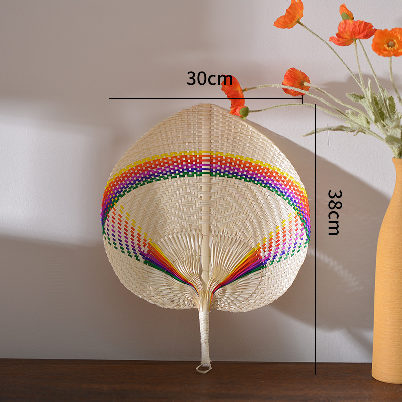 Natural Bamboo Raffia Hand Fans for Summer Handmade Palm Leaf Woven Handheld Bamboo Fans Hand Weaving Farmhouse Wall Decor