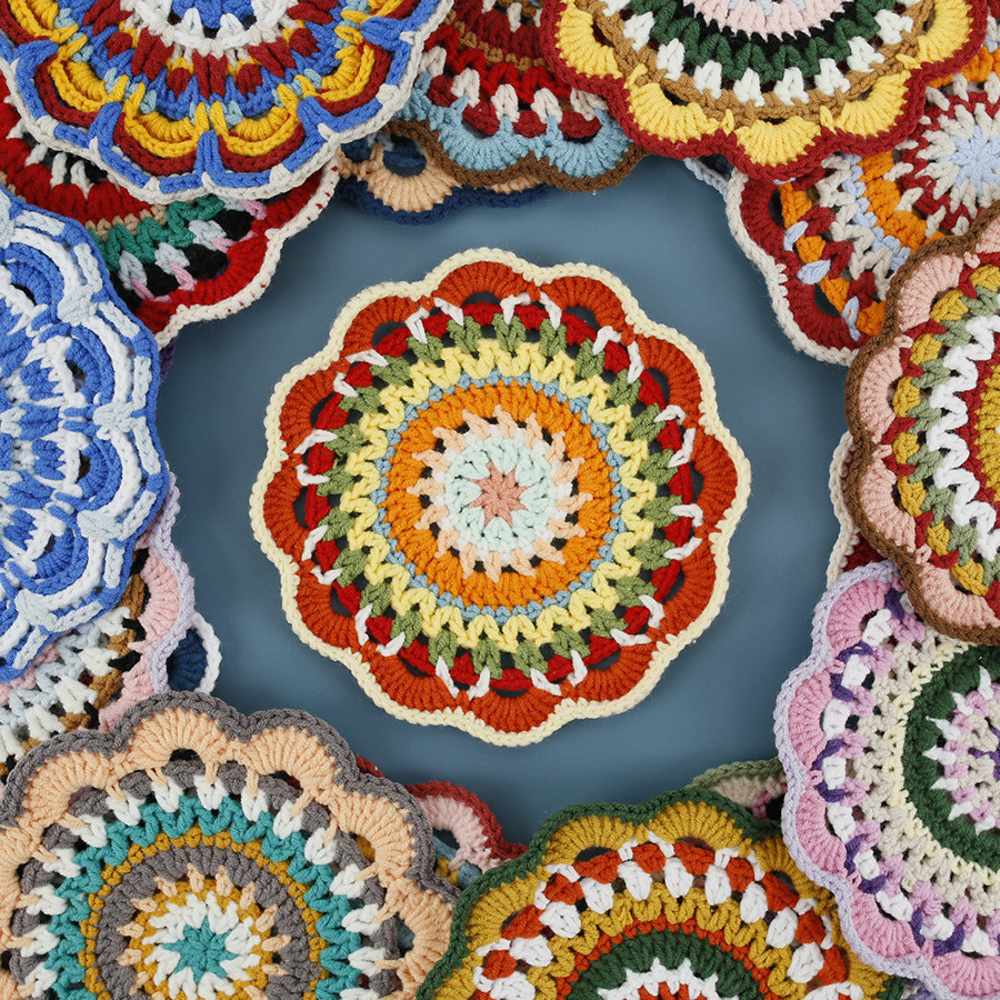 2024 Handmade Crochet Doily Mandala Multi Colored Christmas Doilies Beautiful Doilies Cotton Home Decor Crochet Mandala