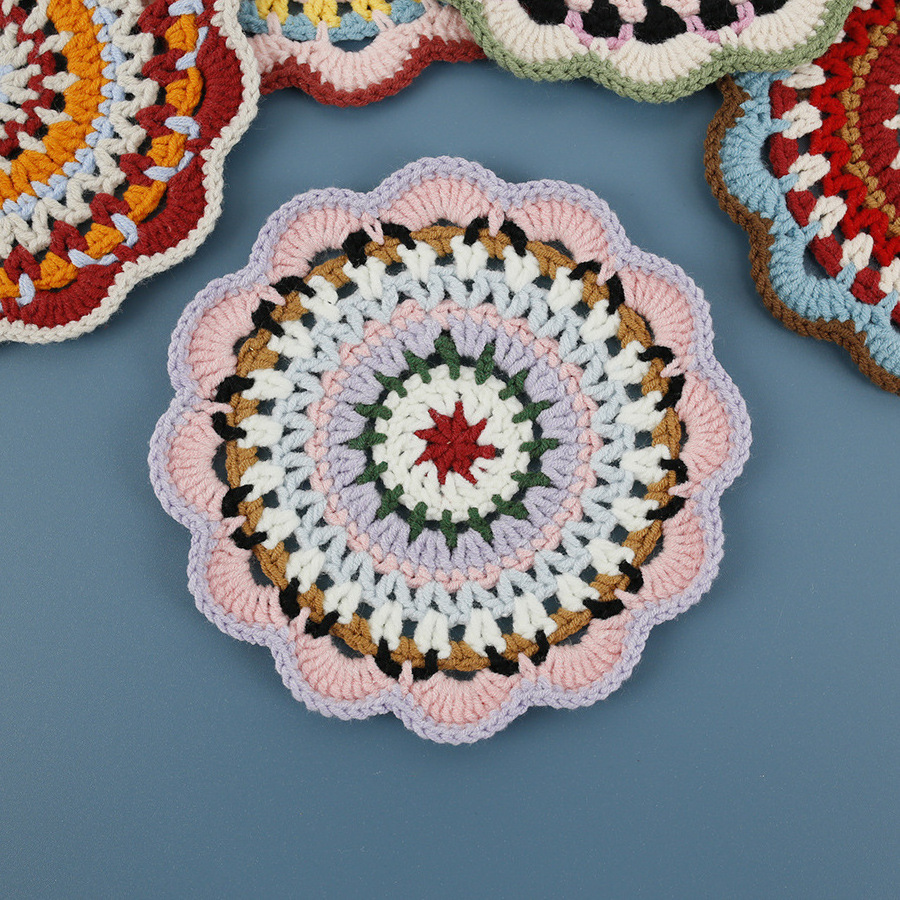 2024 Handmade Crochet Doily Mandala Multi Colored Christmas Doilies Beautiful Doilies Cotton Home Decor Crochet Mandala