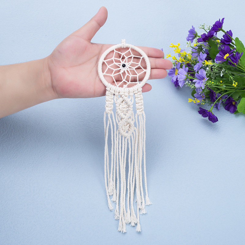 home Dream Catcher Macrame Dream Catchers Grey Handmade Feather Dream Catcher Circular Net Ornament Craft Home Wall Decorations