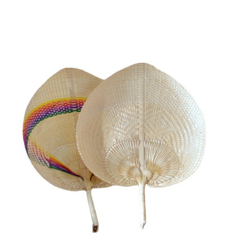 Natural Bamboo Raffia Hand Fans for Summer Handmade Palm Leaf Woven Handheld Bamboo Fans Hand Weaving Farmhouse Wall Decor