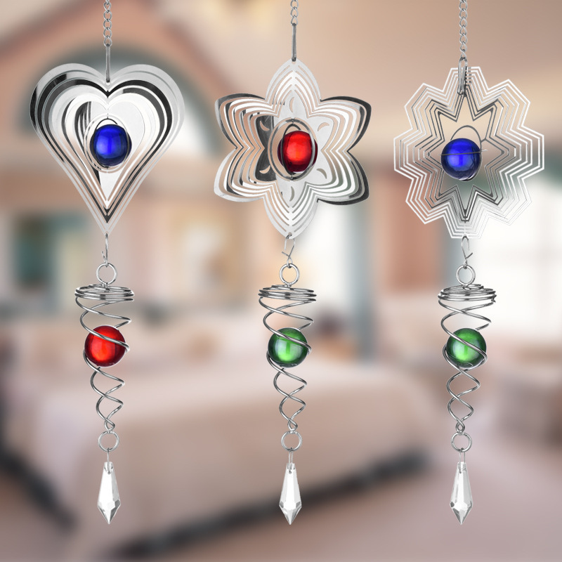 2024 New 3D Rotating Wind Chime with Spinner Stainless Steel Home Garden Decoration Outdoor Hanging Ornament Swivel Wind Chimes