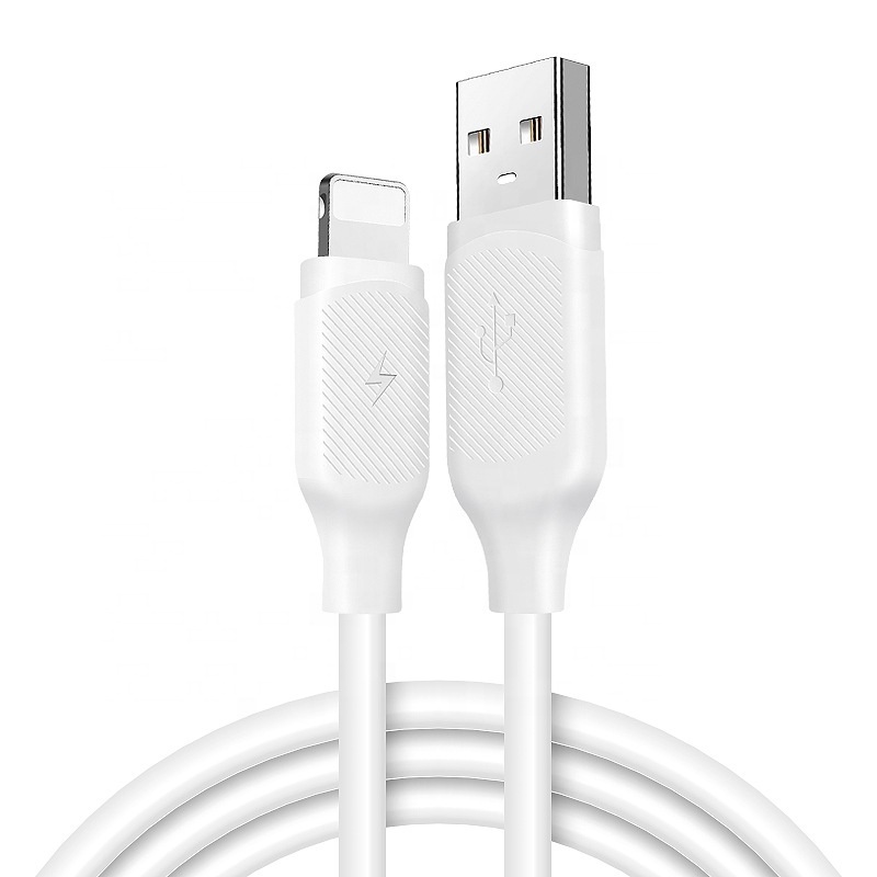 TPE Soft Glue White Fast Charging Data 1m Usb 2A Fast Charging Cable For Iphone Type-c Android