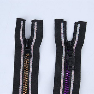 Factory Direct Custom Diamond Clothing Bags Resin Zipper Rubber Teeth Zipper Closure