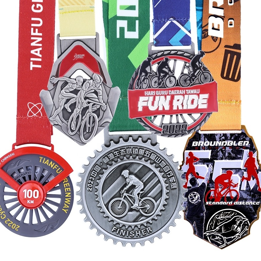 Manufacturer Custom 3D Bicycle Race Zinc Alloy Metal Cycling Medal Mountain Cycle Race Challenge Award Metal Sport Medal