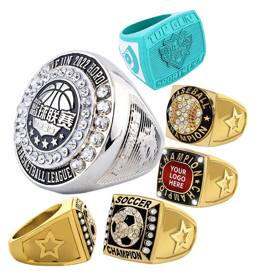 Manufacturer Design Custom Basketball Baseball Football Softball Hockey Sports Award Logo Championship Rings