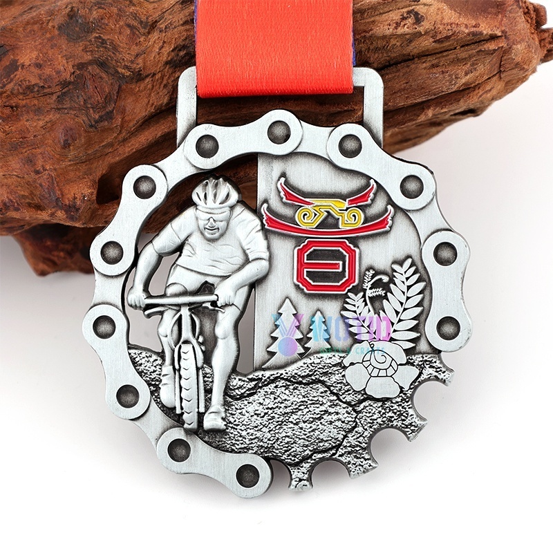 Manufacturer Custom 3D Bicycle Race Zinc Alloy Metal Cycling Medal Mountain Cycle Race Challenge Award Metal Sport Medal