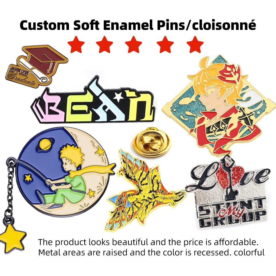 Manufacturer  Custom Logo Enamel Metal Bulk Lapel Pins Glitter Anime Enamel Pins With Backing Card