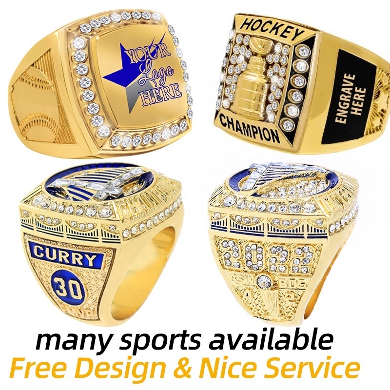 Manufacturer Design Custom Basketball Baseball Football Softball Hockey Sports Award Logo Championship Rings