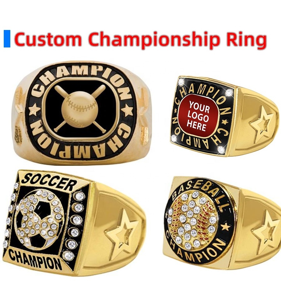 Manufacturer Design Custom Basketball Baseball Football Softball Hockey Sports Award Logo Championship Rings