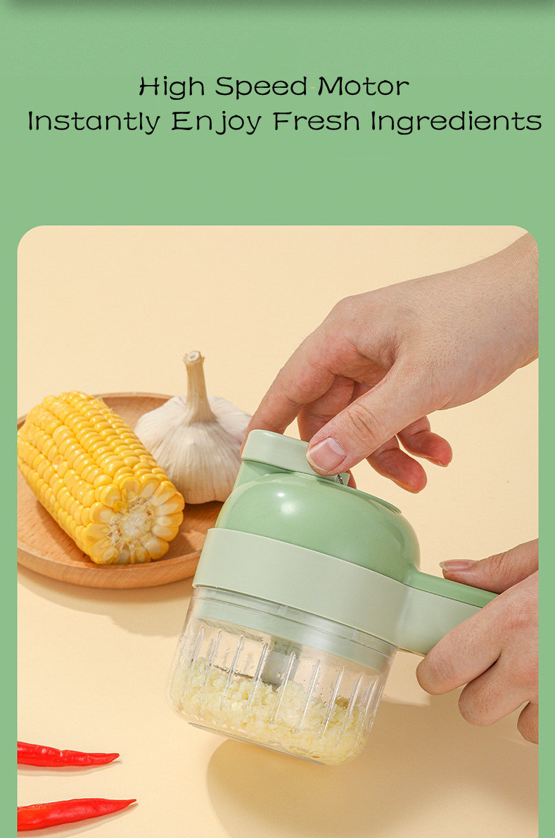 4 In 1 Handheld Electric Vegetable Cutter Multifunctional Hand Held Food Processor Portable Wireless Vegetable Chopper Slicer