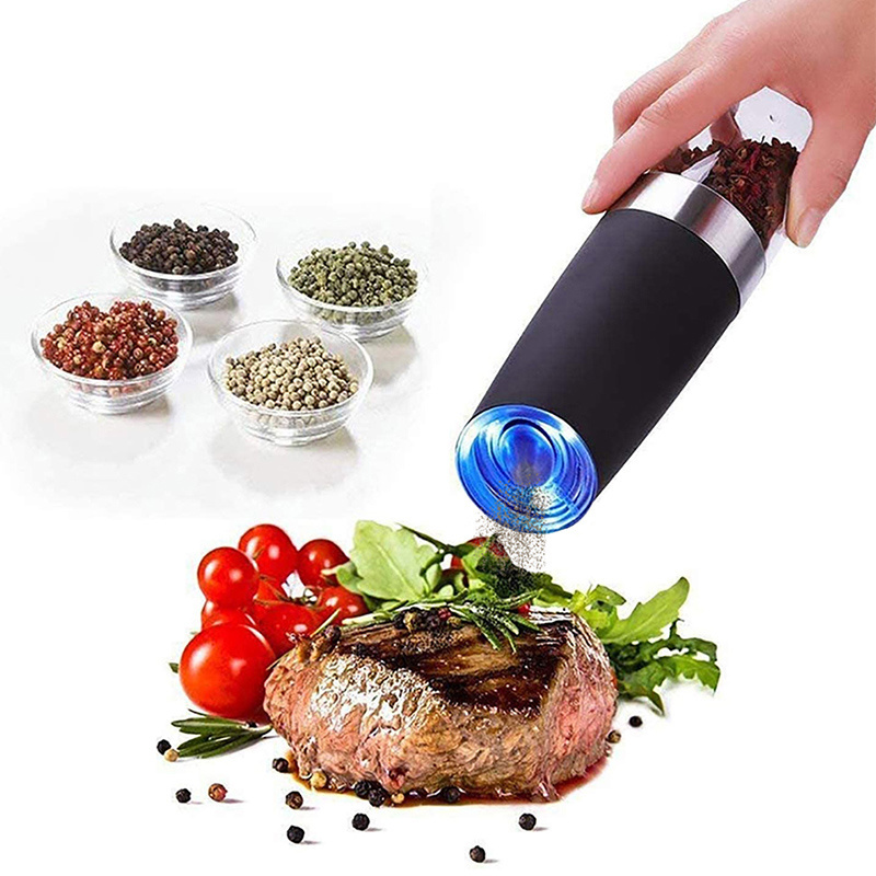 Electric Automatic Pepper and Salt Grinders Stainless Steel Gravity Herb Spice Mill Adjustable Coarseness Kitchen Tools