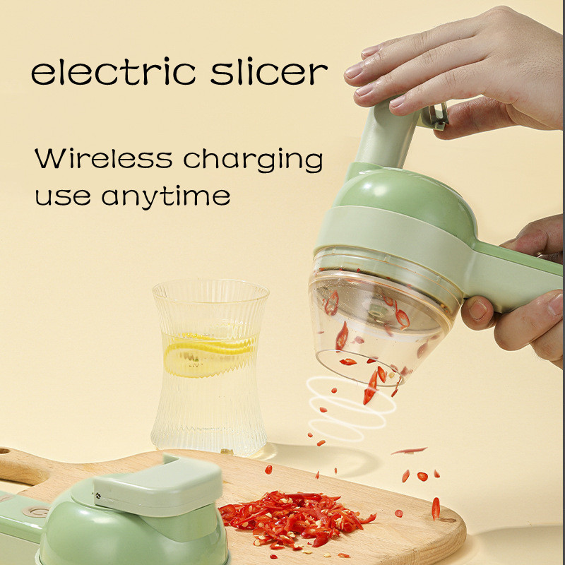 4 in 1 Handheld Electric Vegetable Cutter Set, Wireless Electric Grinder For Garlic Pepper Chili Onion Celery