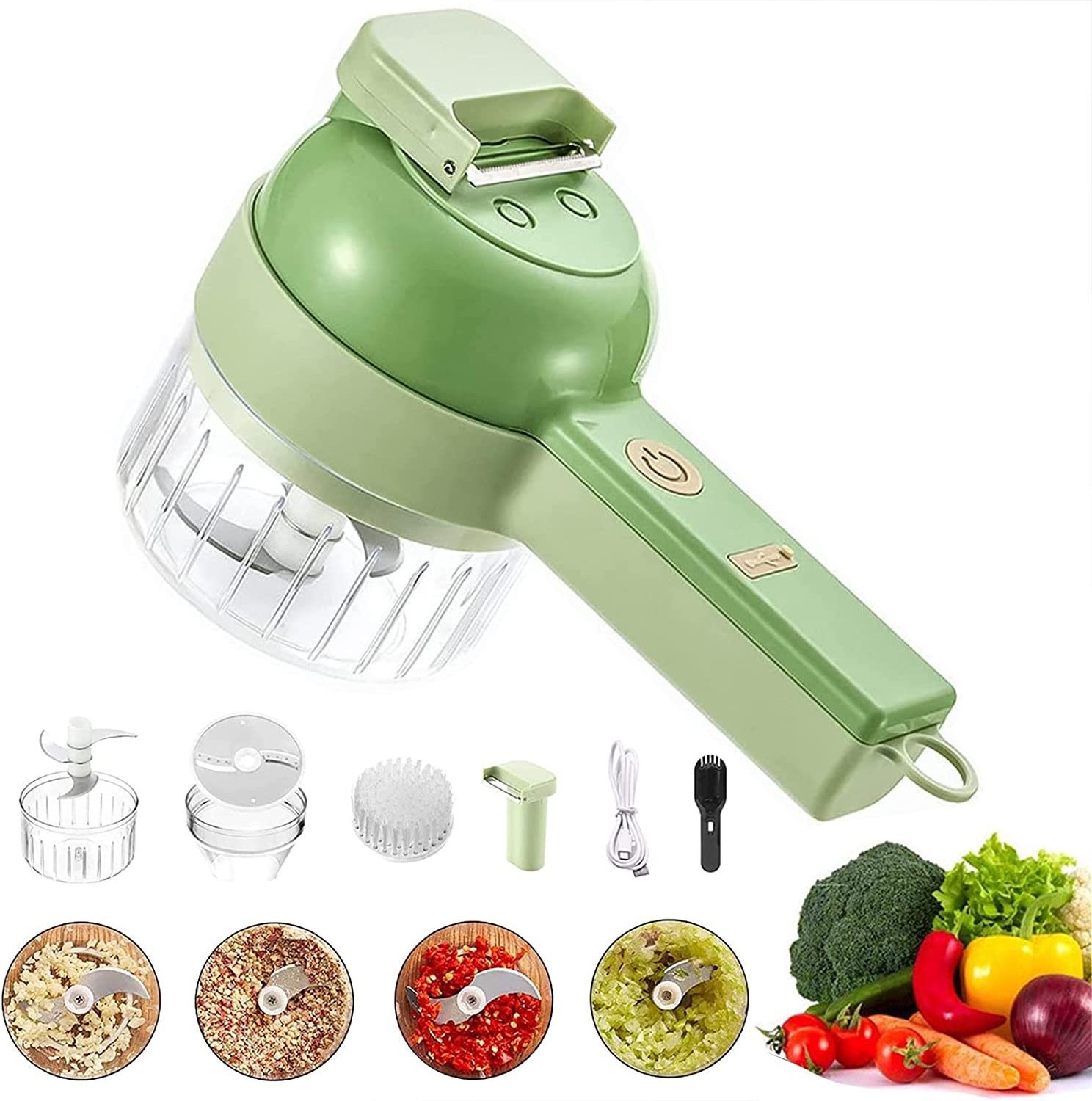 2022 Amazon Hot 4 in 1 Handheld Electric Vegetable Cutter Set Multifunctional Vegetable Cutter Mandolin Vegetable Cutter Chopper