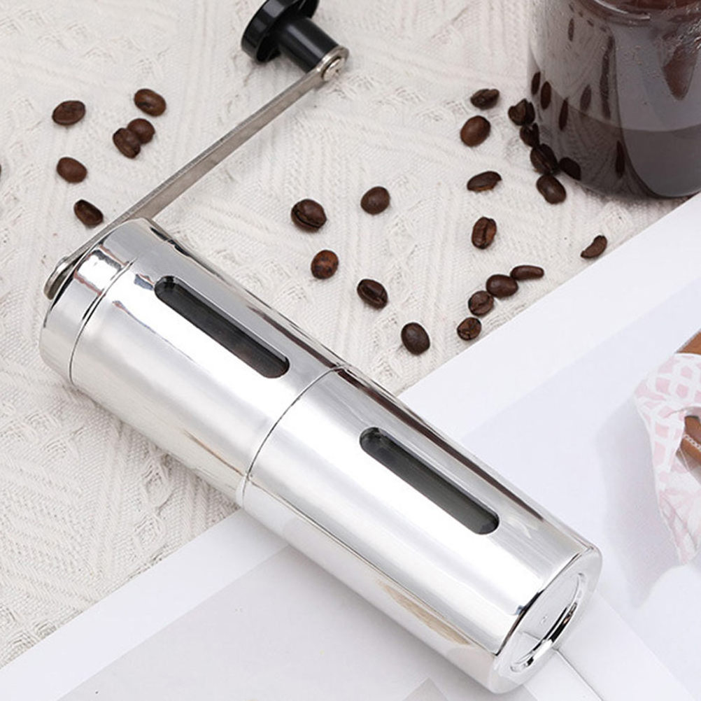 Silver Coffee Grinder Mini Stainless Steel Hand Manual Handmade Coffee Bean Burr Grinders Mill Kitchen Tool Crocus Grinders