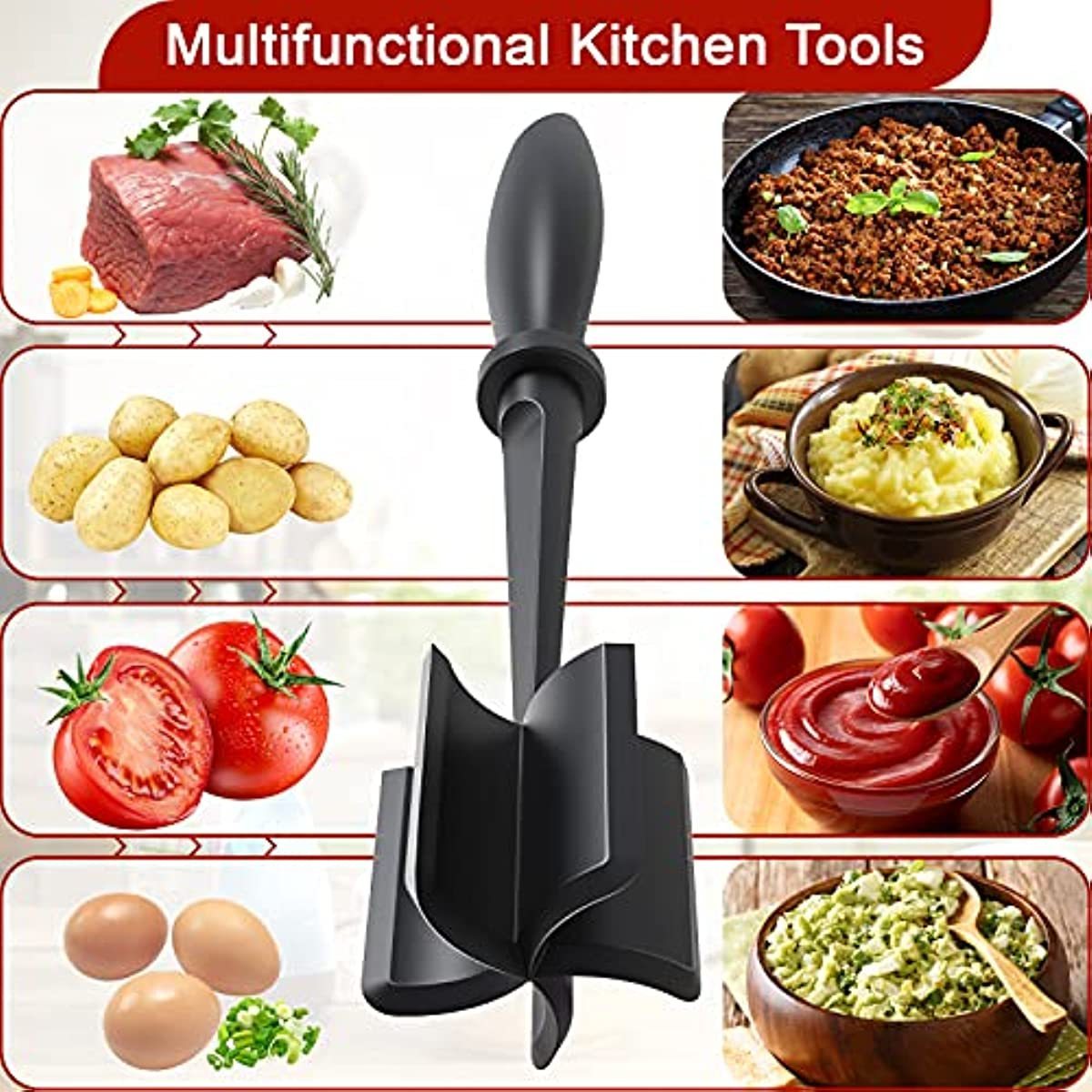 Multifunctional Heat Resistant Meat Masher Nylon Hamburger Chopper Ground Meat Chopper Utensil Non Stick Cookware Tool